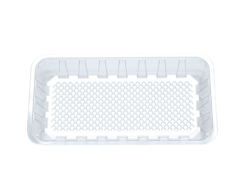 MT-115 Clear 10 3/4 x5 3/4 x1 1/4"  PET Moisture-Lock Meat Tray 300 counts