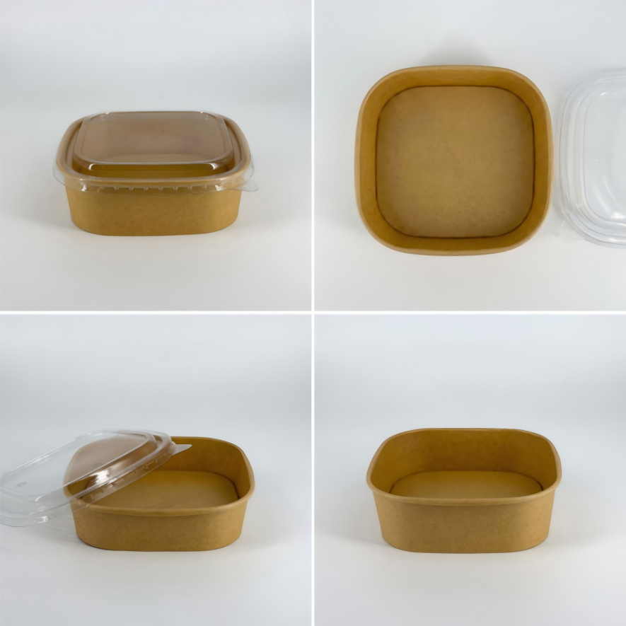 100pcs Square Kraft Paper Salad Bowl(16-48oz)Meal Prep Bowl.Lid Sold Separately
