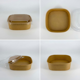 100pcs Square Kraft Paper Salad Bowl(16-48oz)Meal Prep Bowl.Lid Sold Separately