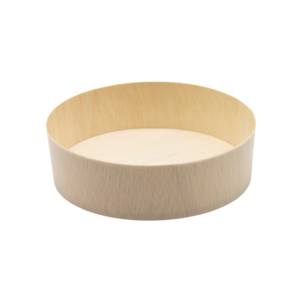 6.9" Round Wooden Sushi Container with Lid, Eco-Friendly Takeout Food Box, Disposable Sushi Tray for Noodle Salad Catering | WBR-03