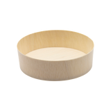 6.9" Round Wooden Sushi Container with Lid, Eco-Friendly Takeout Food Box, Disposable Sushi Tray for Noodle Salad Catering | WBR-03