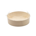 6.9" Round Wooden Sushi Container with Lid, Eco-Friendly Takeout Food Box, Disposable Sushi Tray for Noodle Salad Catering | WBR-03