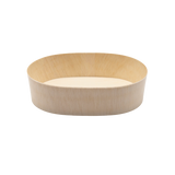 6.8" Round Wooden Sushi Container with Lid, Eco-Friendly Takeout Food Box, Disposable Sushi Tray for Noodle Salad Catering | WBR-06