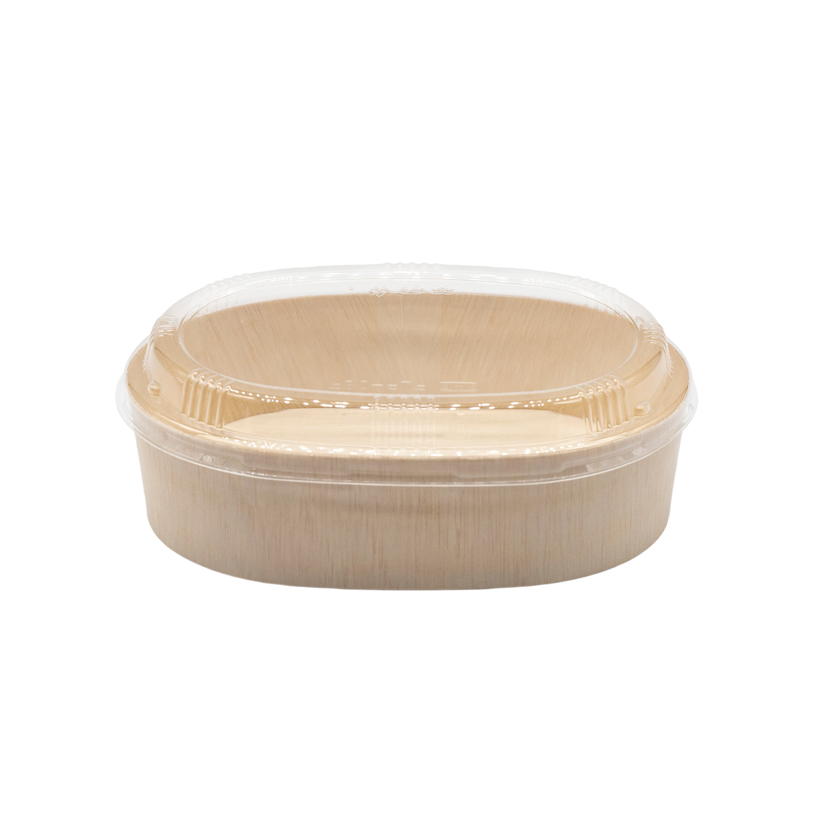 6.8" Round Wooden Sushi Container with Lid, Eco-Friendly Takeout Food Box, Disposable Sushi Tray for Noodle Salad Catering | WBR-06