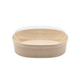 6.8" Round Wooden Sushi Container with Lid, Eco-Friendly Takeout Food Box, Disposable Sushi Tray for Noodle Salad Catering | WBR-06