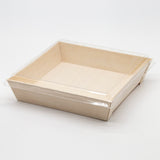 WBRT-440 8.42"x8.42"  9 Compartments Wooden Box Food Sushi Container w/ Plastic Lids
