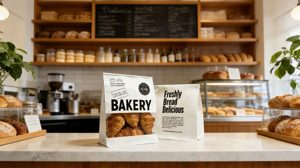 "Bakery" Series Tin-Tie Paper Bags -Minimalist Bags with Large Clear Display Window