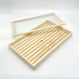Wooden Sushi Neta Box with Clear Lid 19.75" x 11.75" x 2.25"