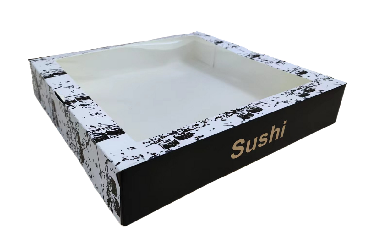 10.6 x 10.6 Paper Sushi Box w/ Anti Fog Window