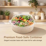 5" Round Wooden Sushi Container with Lid, Eco-Friendly Takeout Food Box, Disposable Sushi Tray for Noodle Salad Catering | WBR-05