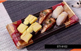 200 sets Red&Gold Pattern Base Sushi Tray with Clear Lid