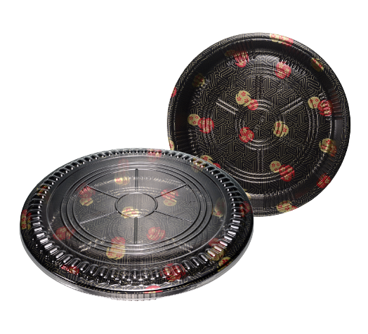 Heavy Duty Disposable Serving Round Trays Party Platter with Clear Lids 11.5"