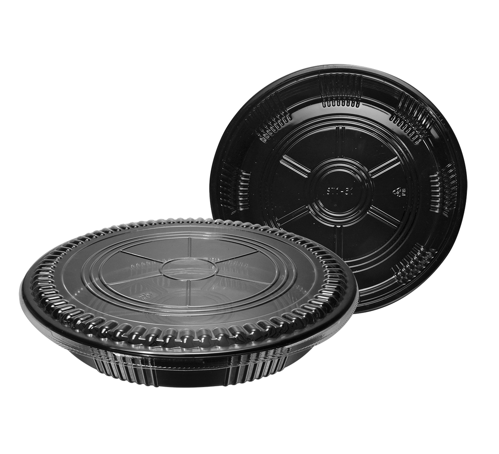 Heavy Duty Disposable Serving Round Trays Party Platter with Clear Lids 11.5"