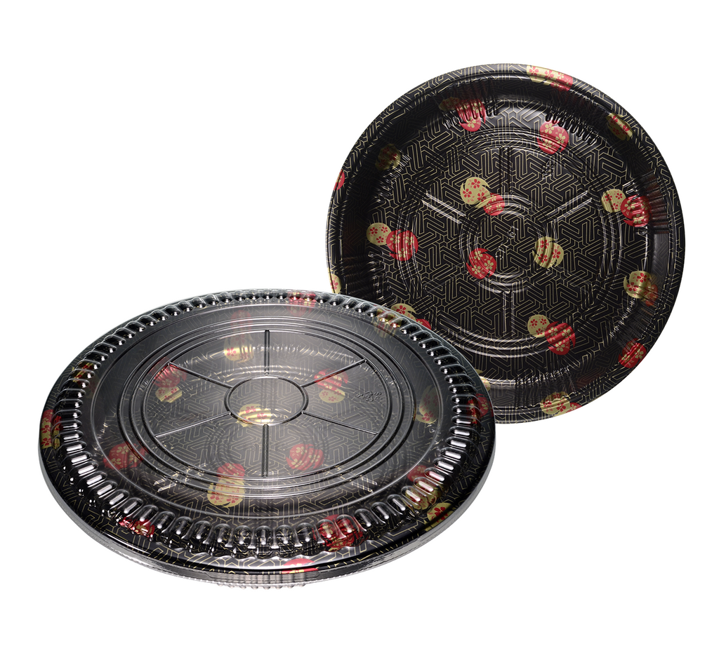 20/pack Heavy Duty Disposable Round Serving Trays Party Platter with Clear Lids 14"