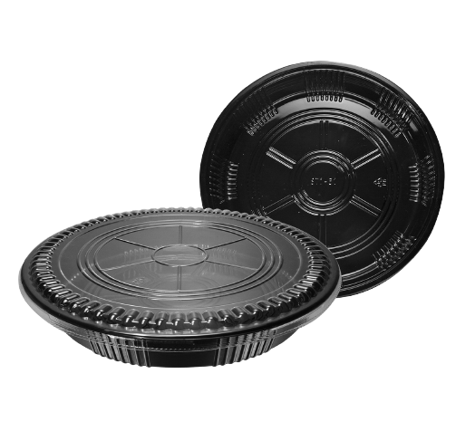 20/pack Heavy Duty Disposable Round Serving Trays Party Platter with Clear Lids 14"