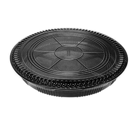 20/pack Heavy Duty Disposable Round Serving Trays Party Platter with Clear Lids 15"