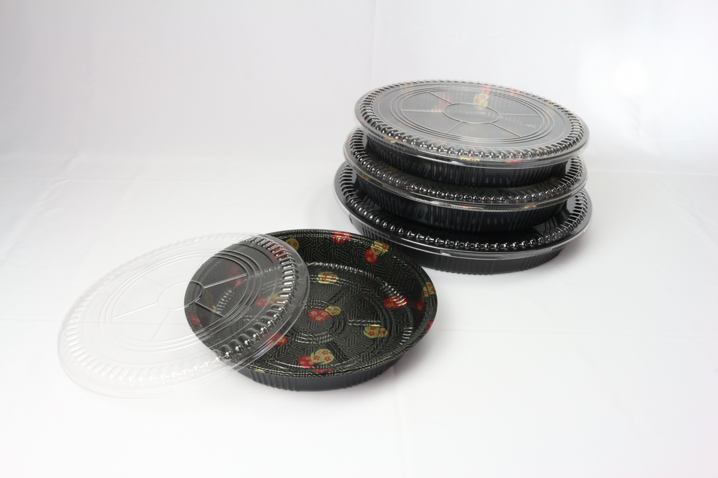 20/pack Heavy Duty Disposable Round Serving Trays Party Platter with Clear Lids 15"