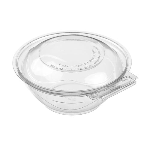 BreakAway | Round Clear Hinged Food Salad Bowl Food Container With Leak-Resistant Lids
