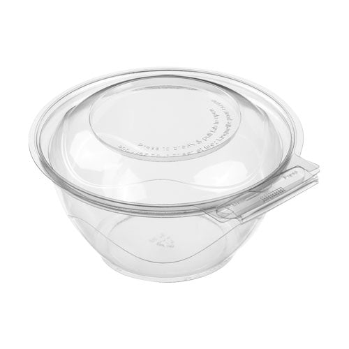 BreakAway | Round Clear Hinged Food Salad Bowl Food Container With Leak-Resistant Lids