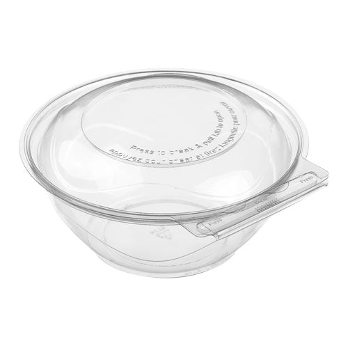 BreakAway | Round Clear Hinged Food Salad Bowl Food Container With Leak-Resistant Lids