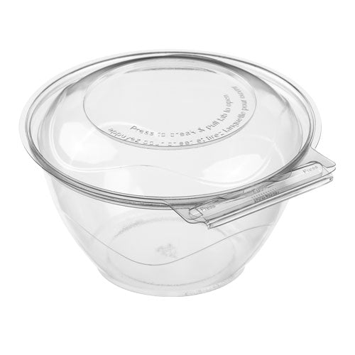 BreakAway | Round Clear Hinged Food Salad Bowl Food Container With Leak-Resistant Lids