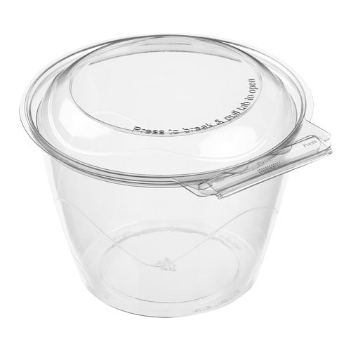 BreakAway | Round Clear Hinged Food Salad Bowl Food Container With Leak-Resistant Lids