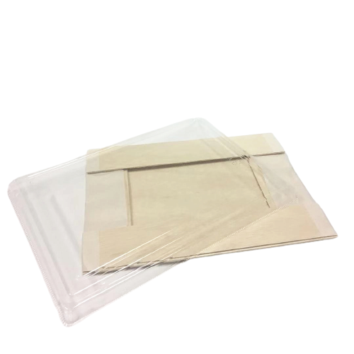 WBFD-120 - 6.5"x 4.72" Foldable Rectangular Wooden Container Togo Food Sushi Box Serving Trays with Lids