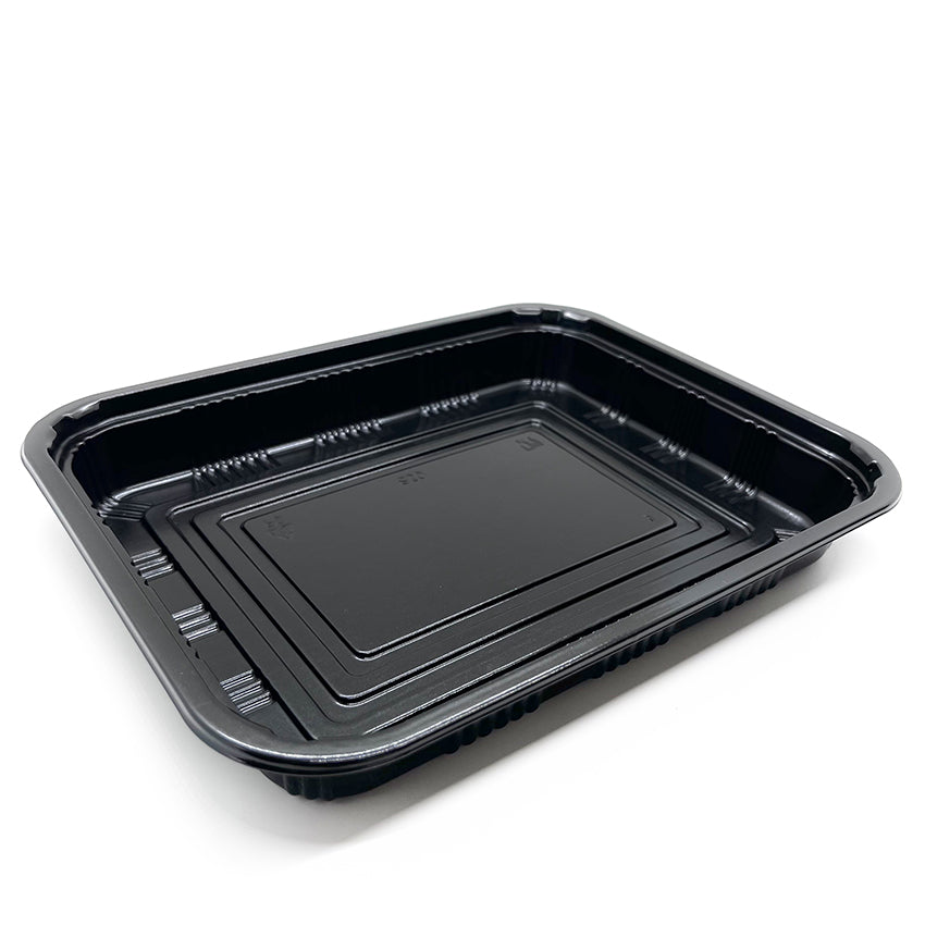 STI-830 Plastic PP Black Bento Box with Clear Lid 200sets