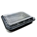 STI-830 Plastic PP Black Bento Box with Clear Lid 200sets