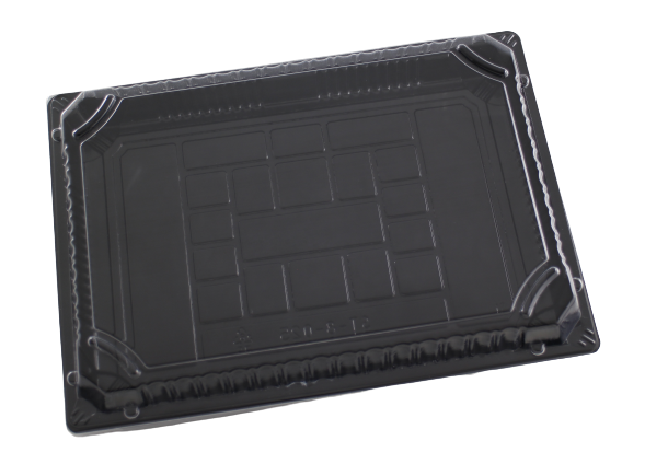 ST-8-025 Sakura/Black Sushi Tray Sushi With Clear Lid 84sets