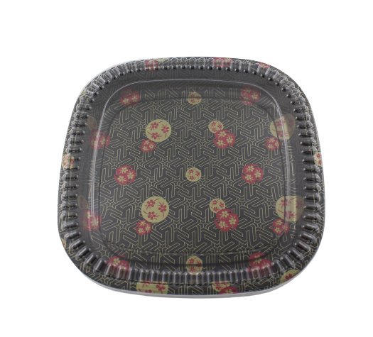 20/pack Heavy Duty Sushi Square Sakura Pattern Party Trays with Lids 12'