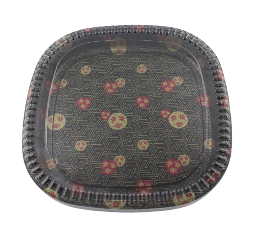 20/pack Heavy Duty Sushi Square Sakura Pattern Party Trays with Lids 13"