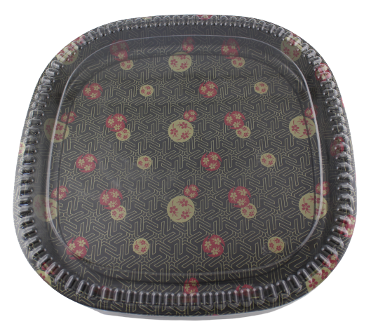 20/pack Heavy Duty Sushi Square Sakura Pattern Party Trays with Lids 14"