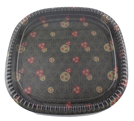 20/pack Heavy Duty Sushi Square Sakura Pattern Party Trays with Lids 15"