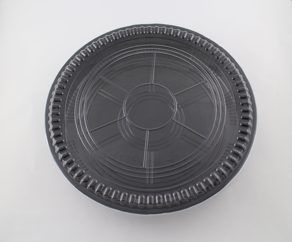 Heavy Duty Disposable Round Serving Trays Party Platter with Clear Lids 13"