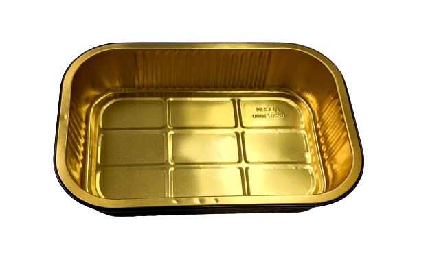 RT220/1000 Aluminum Foil Bakery Tray with Lid Black/Gold 125sets