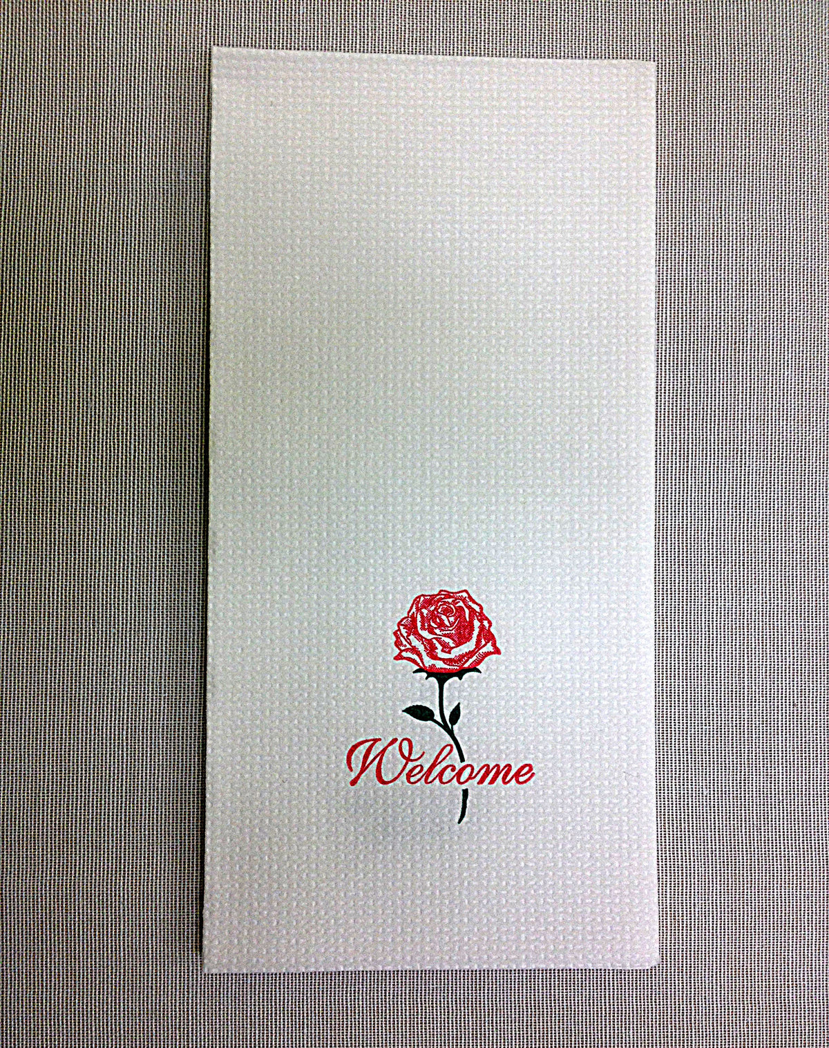 8.5 in x 4.25 Rose Linen-Like Dinner Napkins 300 counts