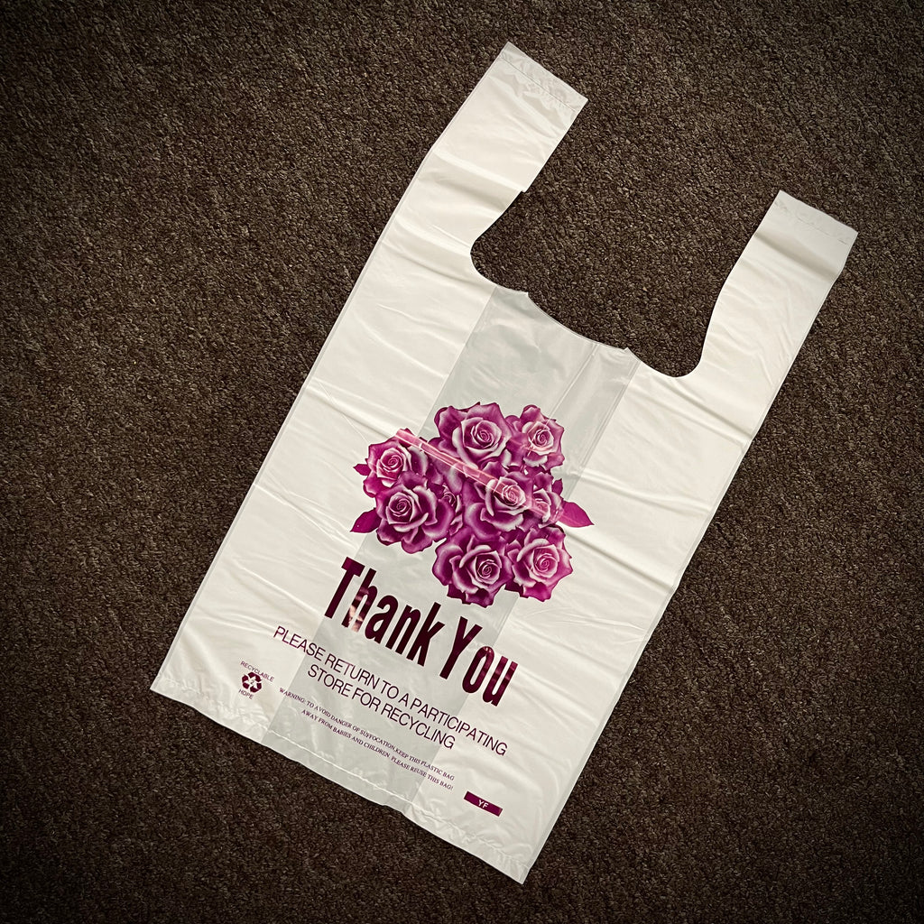 Thank You T-Shirt Bags  (White) - Grocery, Shopping Bag, Restaurants, Convenience Store