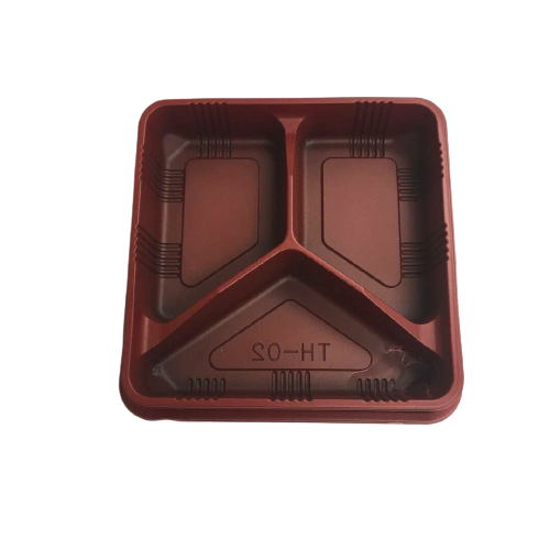 Take Out Square Lunch Bento Container with clear Lid 1/3-Compartment 6.5 x6.5"