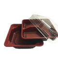 Take Out Square Lunch Bento Container with clear Lid 1/3-Compartment 6.5 x6.5"