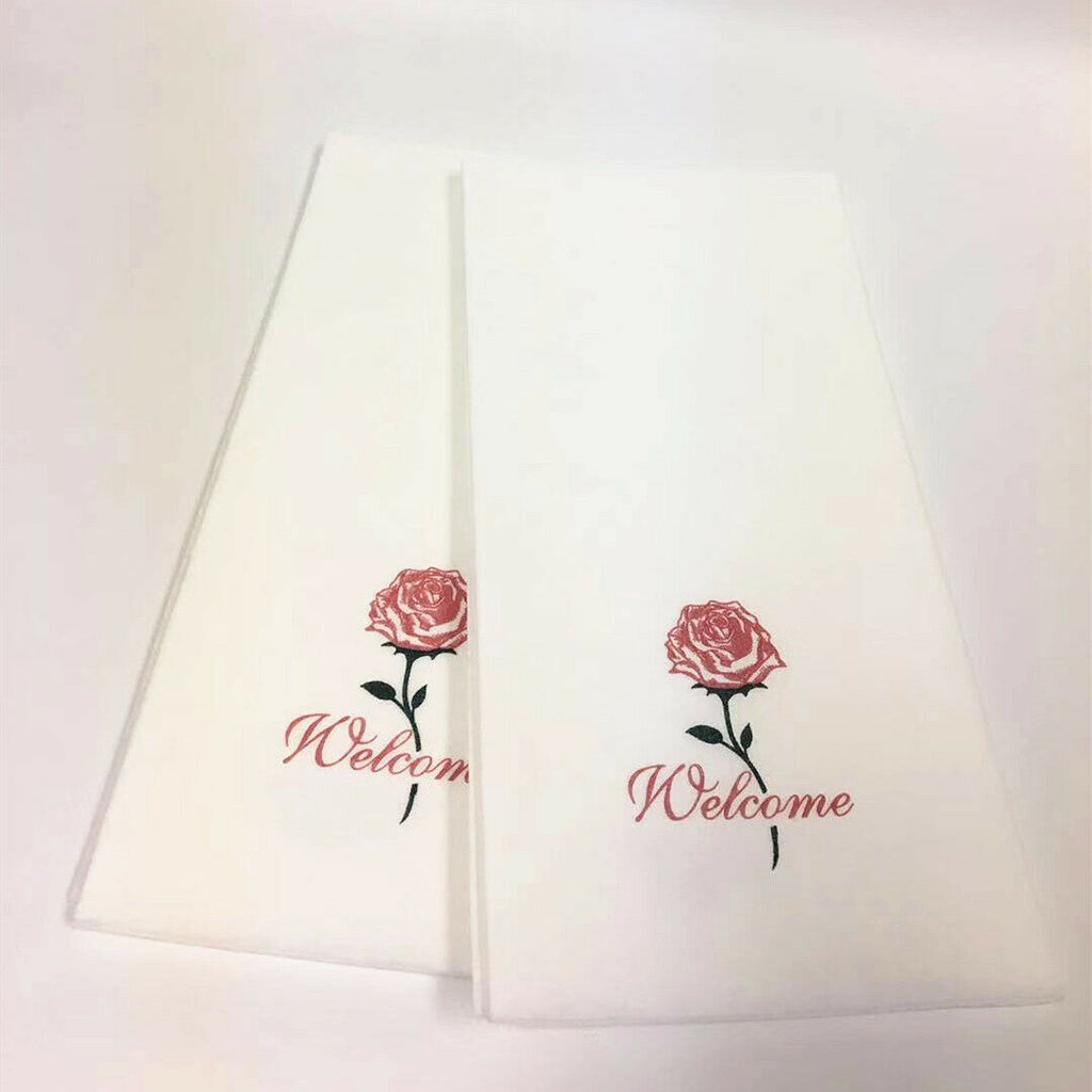 8.5 in x 4.25 Rose Linen-Like Dinner Napkins 300 counts