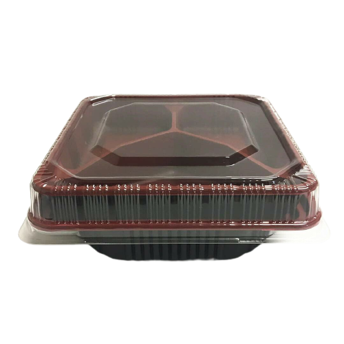 Take Out Square Lunch Bento Container with clear Lid 1/3-Compartment 6.5 x6.5"
