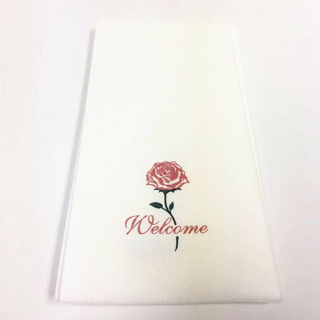 8.5 in x 4.25 Rose Linen-Like Dinner Napkins 300 counts