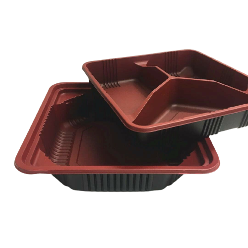 Take Out Square Lunch Bento Container with clear Lid 1/3-Compartment 6.5 x6.5"