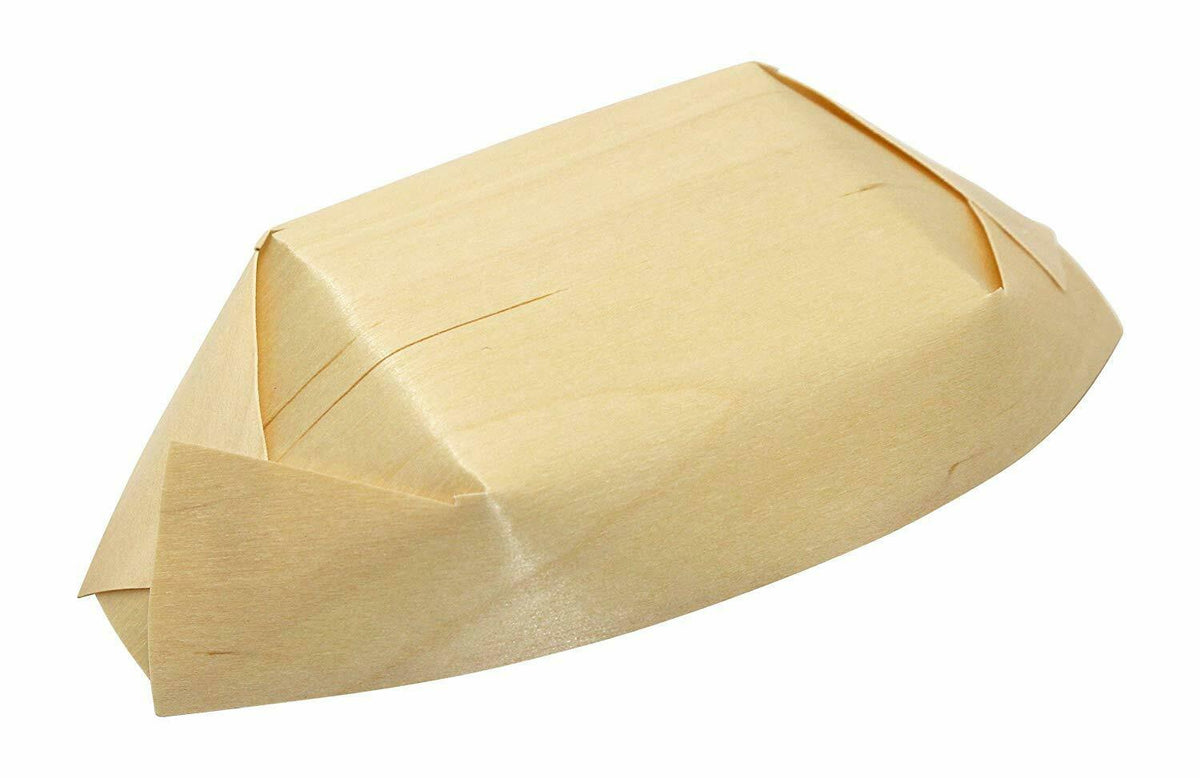 8.5" Wooden Boat Disposable Wood Boat Container 100Pcs