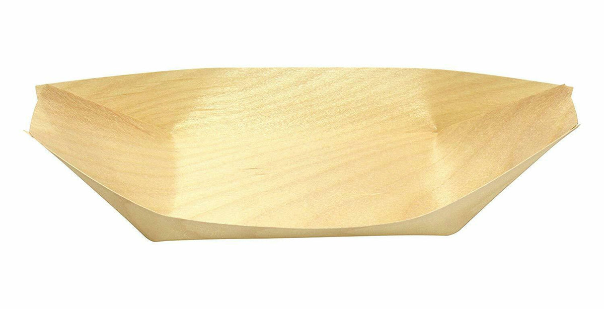 8.5" Wooden Boat Disposable Wood Boat Container 100Pcs