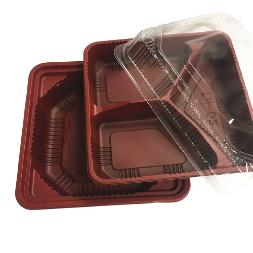 Take Out Square Lunch Bento Container with clear Lid 1/3-Compartment 6.5 x6.5"
