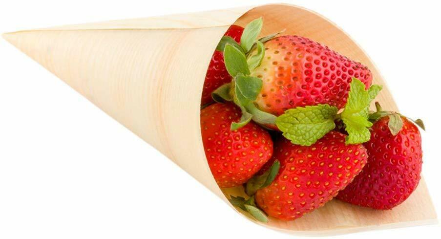 100/Pack 5" Disposable Pinewood Serving & Tasting Cone